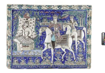 Azulejo de Teerã, século XIX (fritas moldadas, pintadas com tinta submersa)