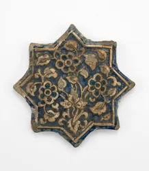 Azulejo em forma de estrela de oito pontas, período Il-Khanid, 1256-1335 (pasta de pedra, moldada e pintada com esmalte transparente)