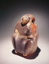 Selecionador de cacau de cerâmica, cultura Nazca (louça de barro)