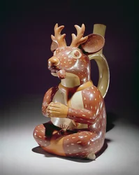 Navio de cerâmica de Cativo Homem-Veado, Mochica (barro)