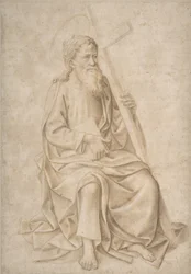 São Filipe sentado, segurando um livro e uma cruz, 1422-57.