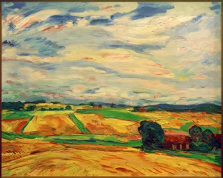 Paisagem com campos de colheita