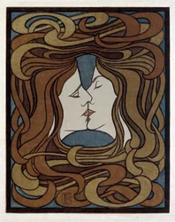 O Beijo - Behrens, Peter (1868-1940) - 1900 - Xilogravura - Museu de Artes e Ofícios de Hamburgo