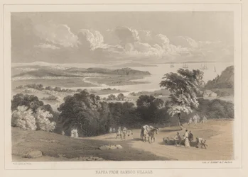 Napha de Bamboo Village, litho por Sarony und Co., 1855 (cromolitho)
