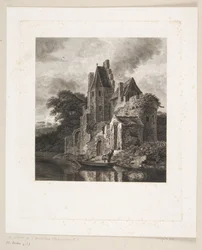 Ruína do castelo por um rio