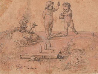 Duas crianças brincando com uma bola, 1500-1546.