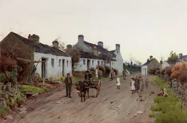 Uma Aldeia Galesa - Noite, cerca de 1890-1910 (aguarela e guache)