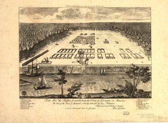 Vista de Savannah tal como se encontrava a 29 de março de 1734. LOC 97683565