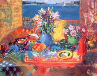 A mesa de varanda