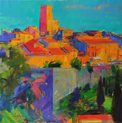 Saint-Paul de Vence, Golden Light, 2022 (óleo sobre tela)