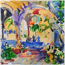 Stanford Cloisters, Califórnia, 2022 (aguarela)