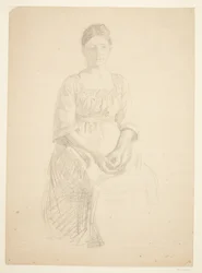 A esposa do artista serve de modelo para um retrato da Sra. Thora Karl Madsen para a pintura: Inauguração do Museu de Faaborg (1910-11)