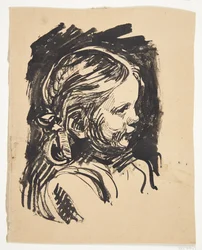 Retrato de perfil da filha do artista "Bimse"