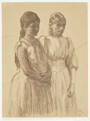 Duas meninas. Estudo para a pintura "Ball in a provincial town" (Museu de Arte de Gotemburgo)