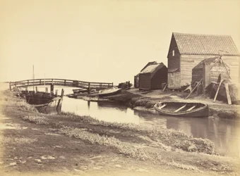 Ria de maré e antigos armazéns a sul de Southwold, Suffolk