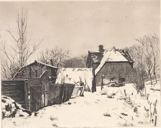 Paisagem de inverno com casa