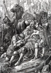 Rei Guilherme, o Conquistador, feridas do seu filho Robert II da Normandia dit Courteheuse (1051-1134) na fortaleza de Gerberoy