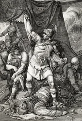 Antiguidade Romana: "A captura de Jerusalém" representação do cerco de Jerusalém pelos romanos em 70 d.C., a cidade é saqueada pelas tropas do Imperador Tito e o segundo templo de Jerusalém detruida" (Destruição de Jerusalém e do templo sob Tito