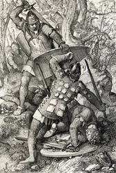 A morte de Ernest II da Suábia (1010-1030) numa batalha contra o eveque de Constança, Alemanha (A morte de Ernest II, Duque da Suábia em Constança, Alemanha
