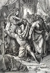 O concurso poético do castelo de Wartburg na Alemanha em 1207: os Minnesangers competem em jogos poéticos, o trovador Henri d