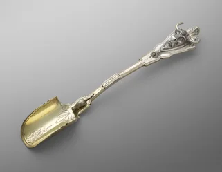 Colher de queijo, c. 1871-1880 (dourado e prata)