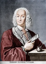 Antonio Vivaldi, compositor barroco italiano, padre católico e violinista virtuoso, 1725