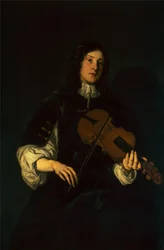 Um homem tocando violino (óleo)