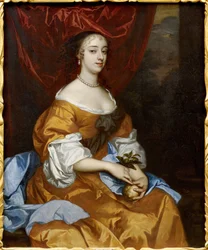 Barroco : Retrato de Margaret Hughes (Peg Hughes ou Margaret Hewes) (c. 1630-1719) par Lely, Sir Peter (1618-1680). Óleo sobre tela