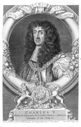 Carlos II (1630-85) Rei da Grã-Bretanha e Irlanda, de 1660, gravado por George Vertue (1684-1756) 1736