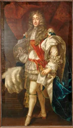 Retrato do rei James II, de corpo inteiro, em Garter Robes