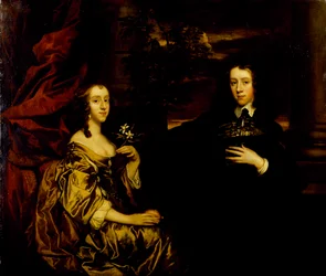 Retrato de um jovem cavalheiro e sua esposa, c.1655-58 (óleo sobre tela)