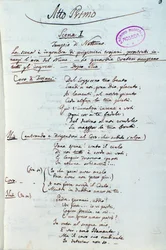 Atto Primo, primeira página do libreto da adaptação de Lichtenthal do Idomeneo, Re di Creta, de Mozart.