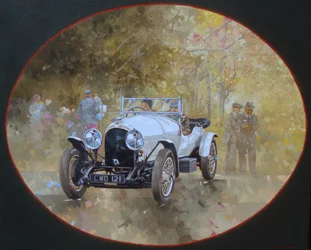 Bentley de 3 litros em Kelmarsh (óleo sobre tela)