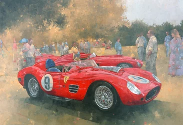 Ferrari, um dia fora em Meadow Brook (óleo sobre tela)