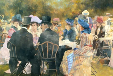 Esperando pelos vapores de remo (óleo sobre tela)