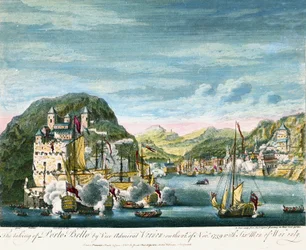 Guerra da Orelha de Jenkins: "A captura e destruição de Porto Bello em 21/11/1739". Teve lugar nas Caraíbas e viu as frotas e tropas coloniais do Reino da Grã-Bretanha e de Espanha entrarem em confronto