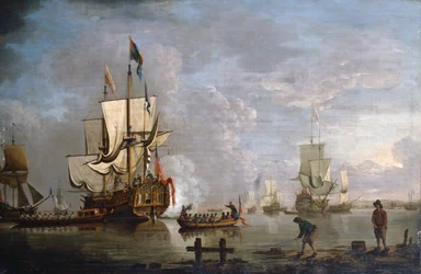 The Morning Gun: HMS Peregrine off Rochester (óleo sobre tela)