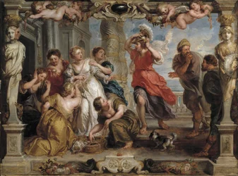 Aquiles descoberto por Ulisses entre as filhas de Licomedes em Esquiros, 1630-1635