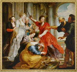 Aquiles descoberto por Ulisses entre as filhas de Lykomedes em Skyros (pintura sobre tela)
