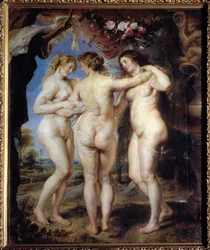 As três graças. Pintura de Pierre Paul (Pierre-Paul) Rubens (ou Peter Paul ou Petrus Paulus) (1577-1640)