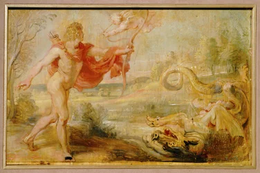 Apolo e a serpente pitão (pintura sobre madeira)
