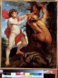 Apolo e Marsias. Peinture de Pierre Paul (Pierre-Paul) Rubens (ou Peter Paul ou Petrus Paulus) (1577-1640). Óleo sobre madeira, 57 x 48 cm. Arte flamenga, arte barroca. Museu de Arte do Extremo Oriente, Khabarovsk.