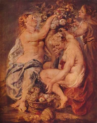 Ceres e duas ninfas com uma cornucópia, c1617