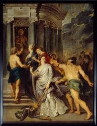 Ciclo de Marie de Medicis (1573-1642): Segunda guerra da mãe e do filho contra Maria de Médicis e Luís XIII. "A conclusão da Paz em Angers em 10/08/1620". Pintura de Pierre Paul (Pierre-Paul) Rubens (ou Peter Paul ou Petrus Paulus) (1577-1640