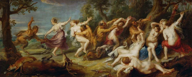 Diana e as suas ninfas descobertas por sátiros, c.1635 (pintura sobre tela)