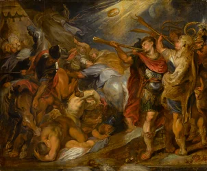 Gideon Superando os Midianitas, por volta de 1625-1630 (óleo no painel embalada)