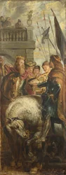 Os reis Clothar e Dagobert disputam com um Arauto do Imperador Maurício. Esboço para retábulo alto, St Bavo, Ghent, 1611