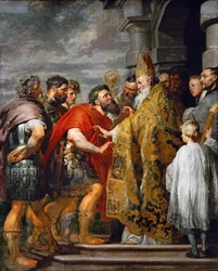 Santo Ambrósio de Milão (morto em 397) e o imperador Teodósio I, o Grande (347-395). C. 1615. Dimensões: 362 x 246 cm. Museu de História da Arte, Viena