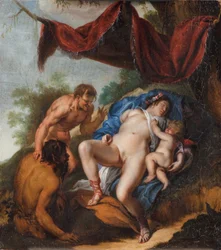Vénus adormecida com Cupido observada por sátiros