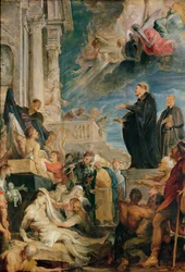 São Francisco Xavier Abençoa os Doentes (óleo sobre tela)